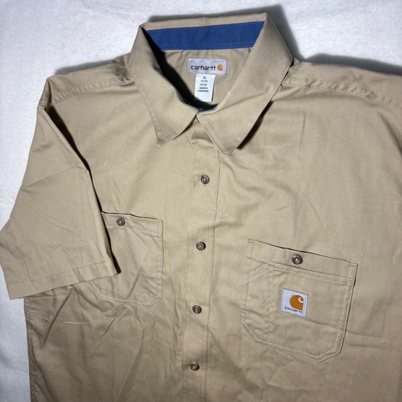 Carhartt Other - Carhartt Mens XL Tan Short Sleeve Button Down Canvas Work Shirt 384-62